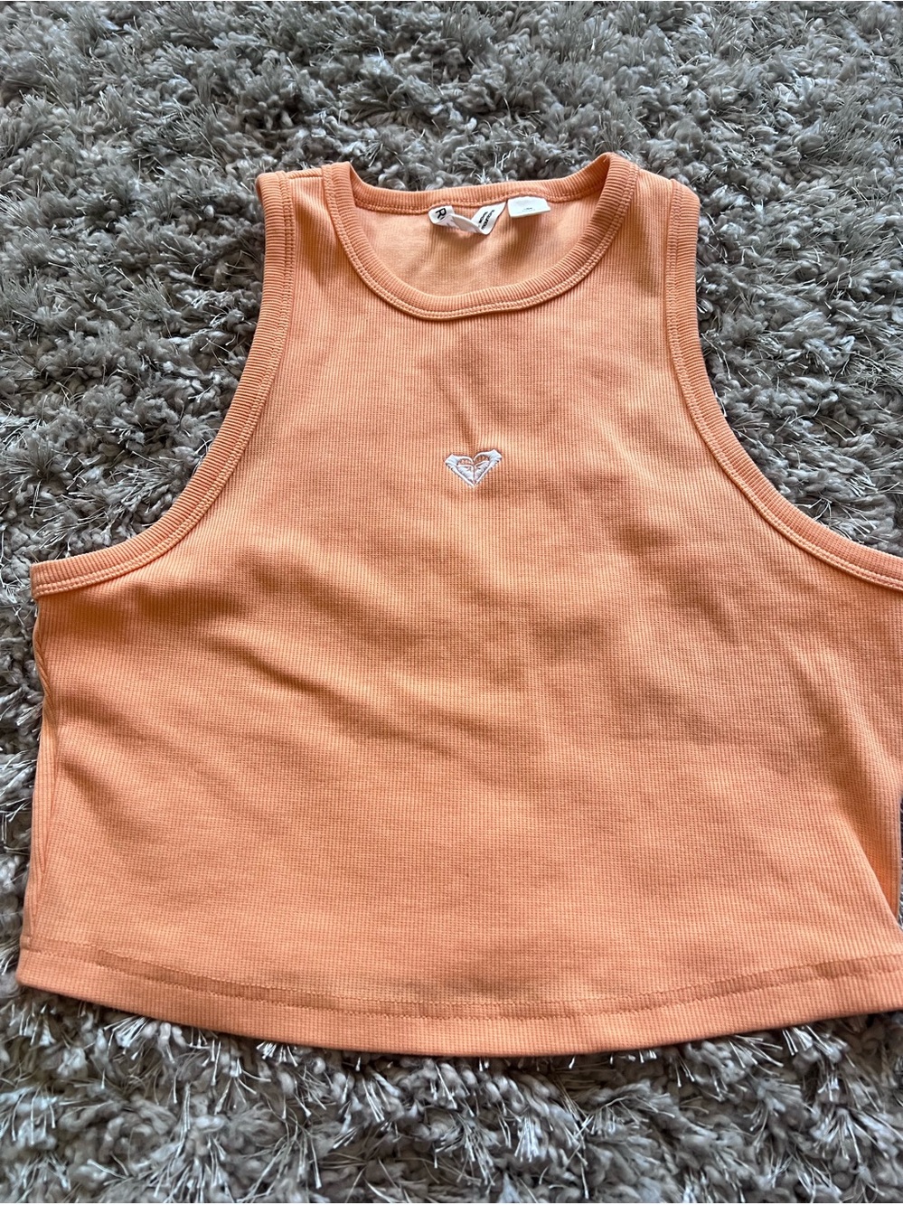 Roxy Peach Ribbed Cropped Tank Top - Roxy